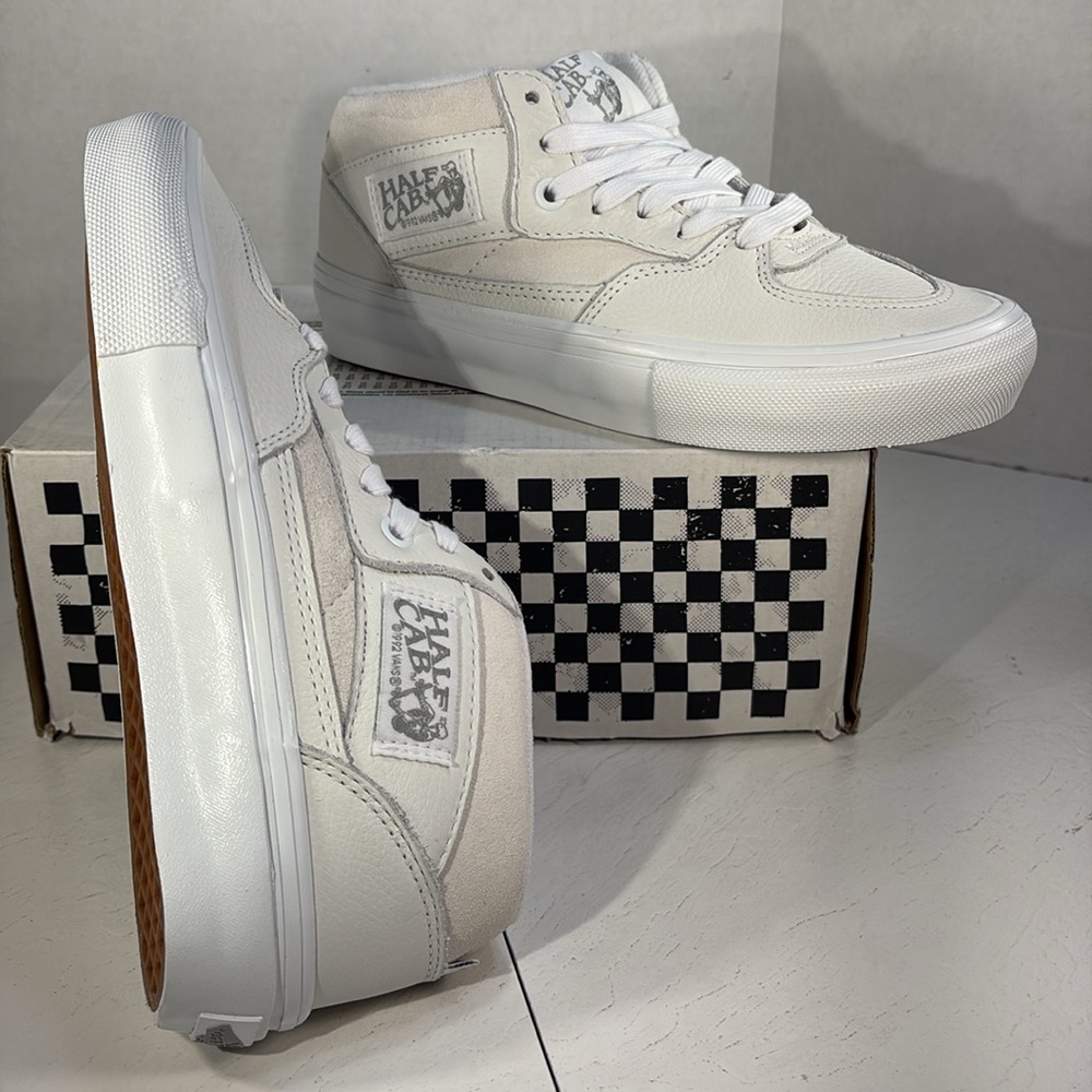 NWT Vans Skate Half Cab White Leather with Suede Trim Women’s 6.5 - Picture 10 of 10